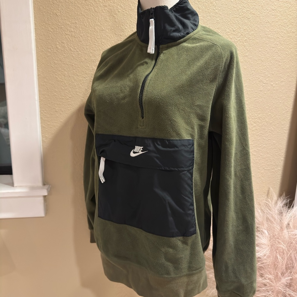 Nike Green Jacket with Black Zippered Pocket